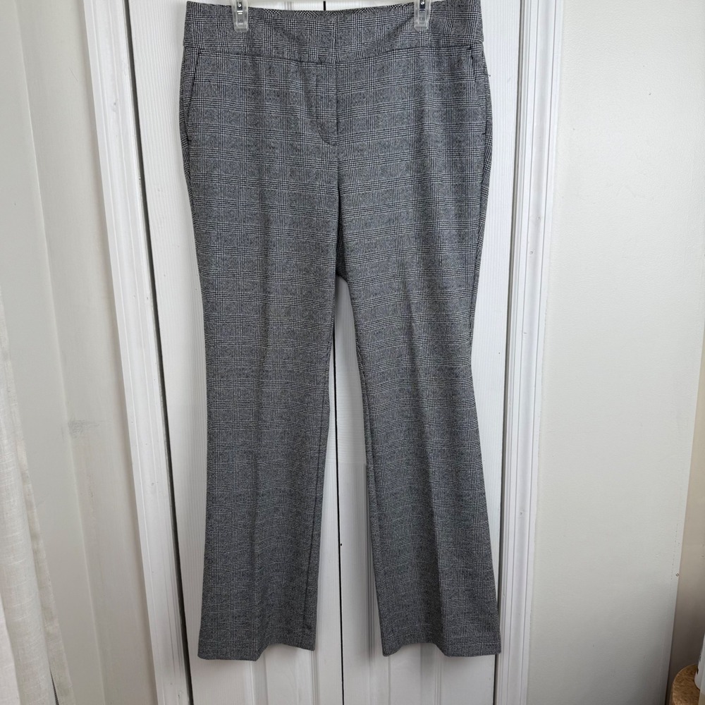 Ann Taylor Factory Glen Plaid Straight Leg Dress‎ Pants Grey Black Size 12